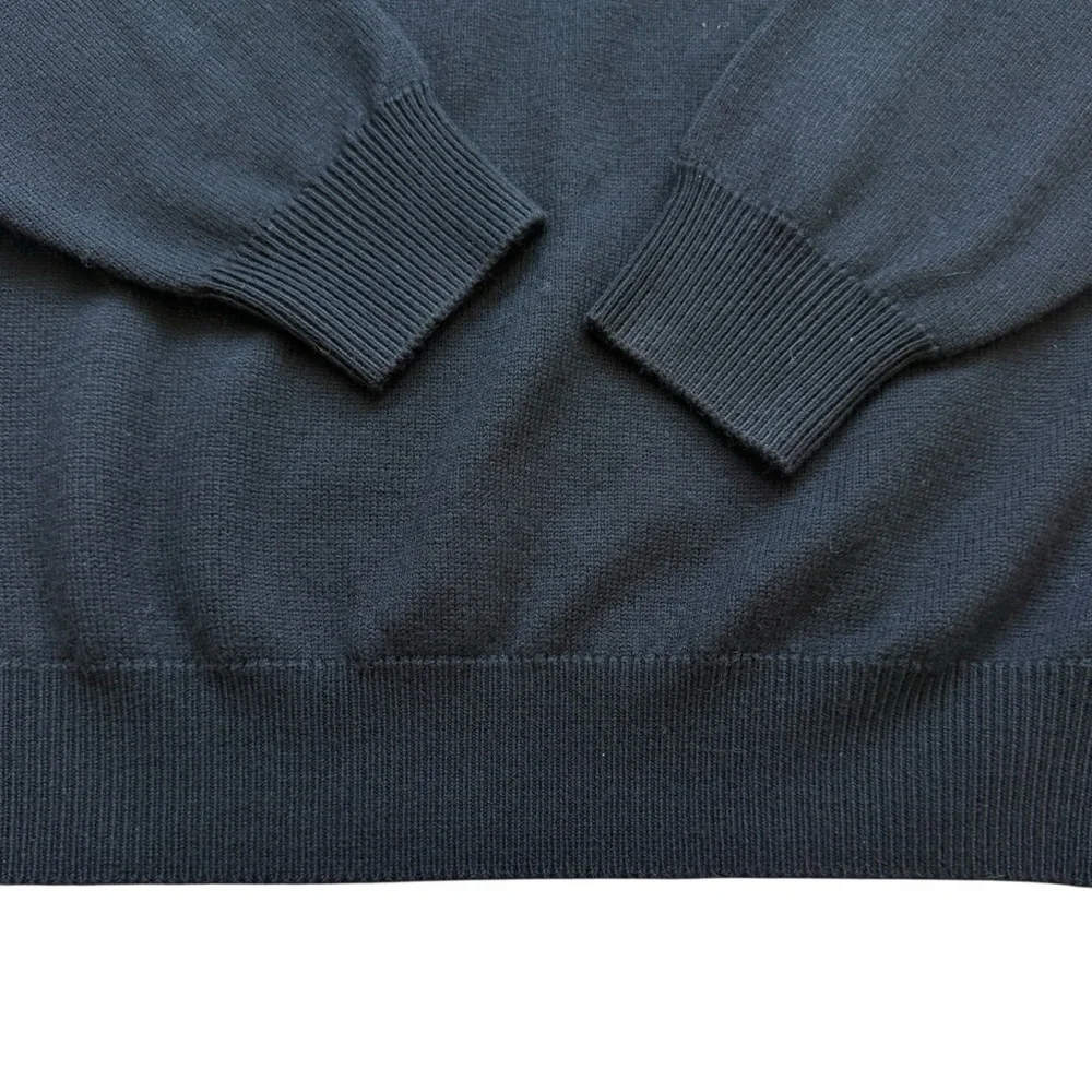 Jacob Miller Merino Wool Sweater Mens M Black V Neck Extra Fine Wool Classic